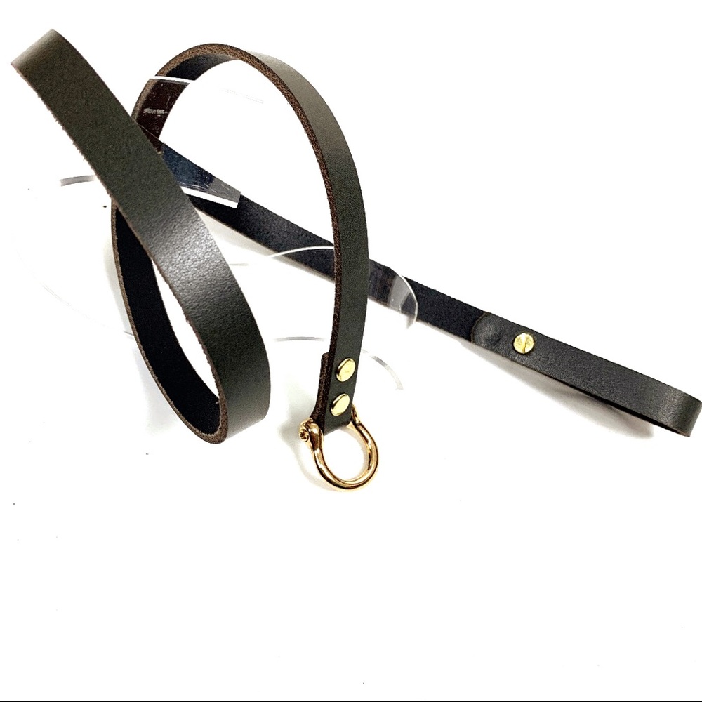 Brown and gray Leather belt